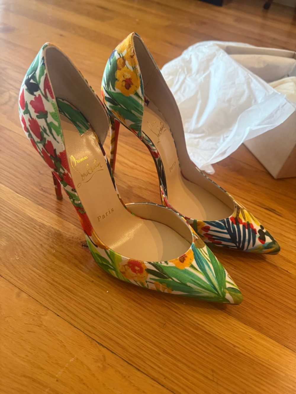 Christian Louboutin Iriza Floral Print Half d'Orsay Pump - Picture 8 of 9
